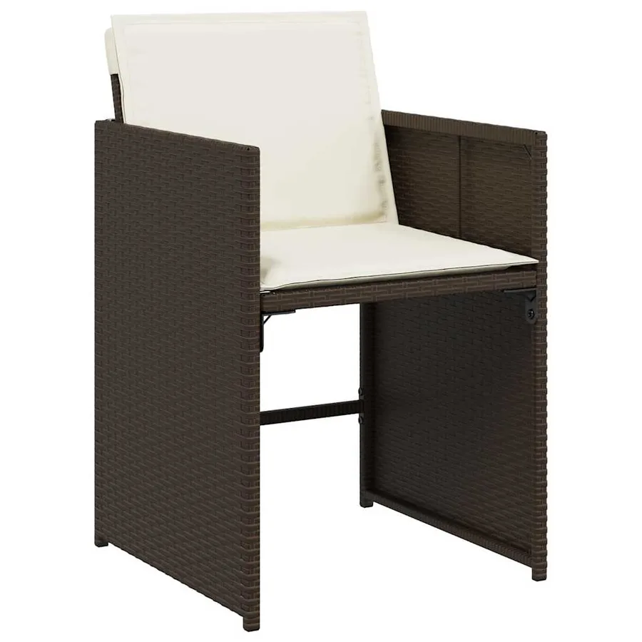 Ensemble à manger de jardin et coussins 9 pcs marron poly rotin - 4