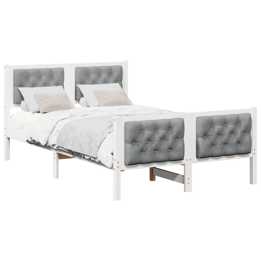 Cadre de lit Gris clair 120 x 190 cm Pin massif - 3