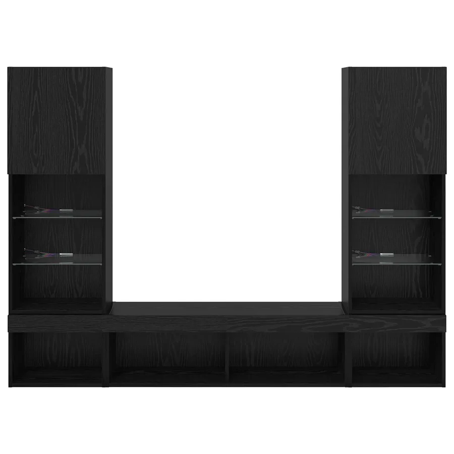 Unités murales TV avec LED 5 pcs 40,5 x 30 x 102 cm Chêne noir - 8
