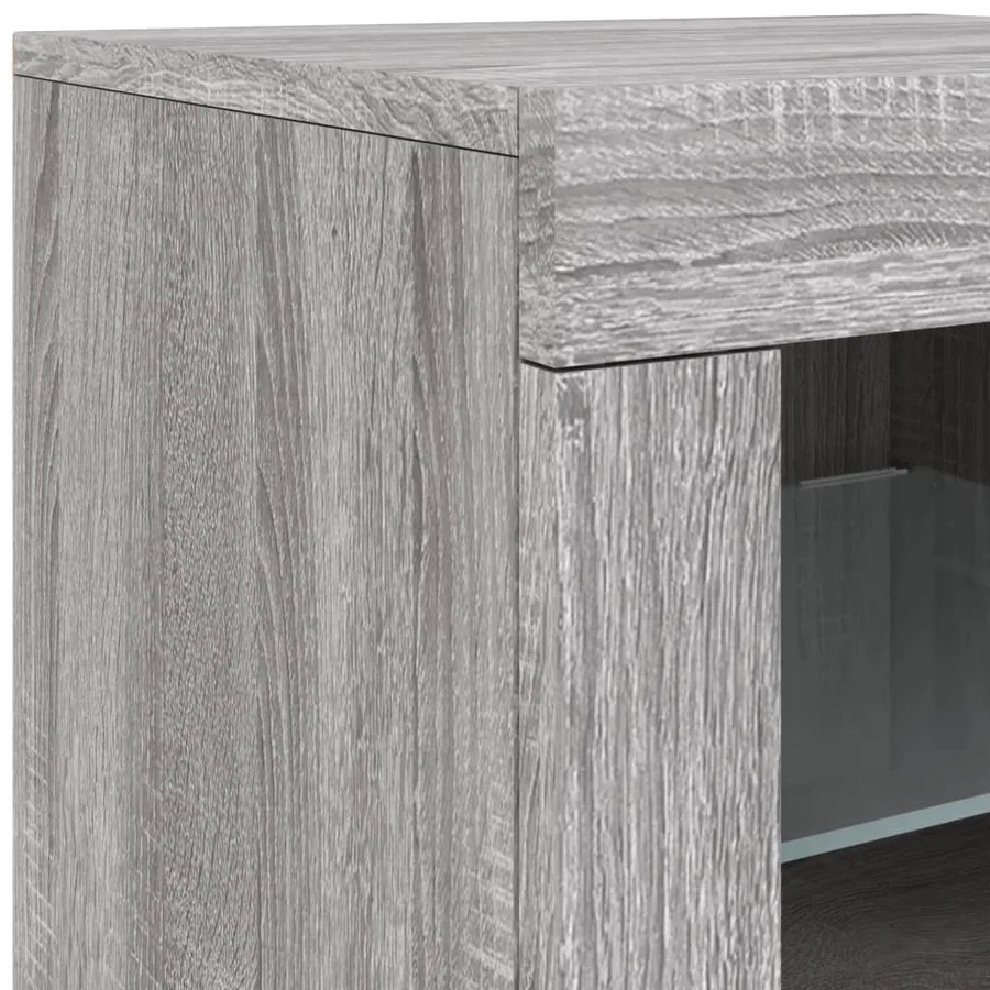 Buffet avec lumières LED sonoma gris 162x37x67 cm - 11
