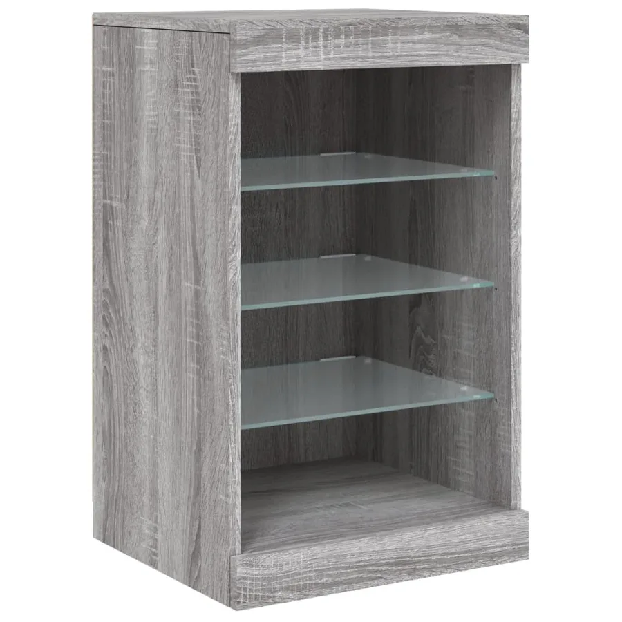 Buffet avec lumières LED sonoma gris 162x37x67 cm - 12