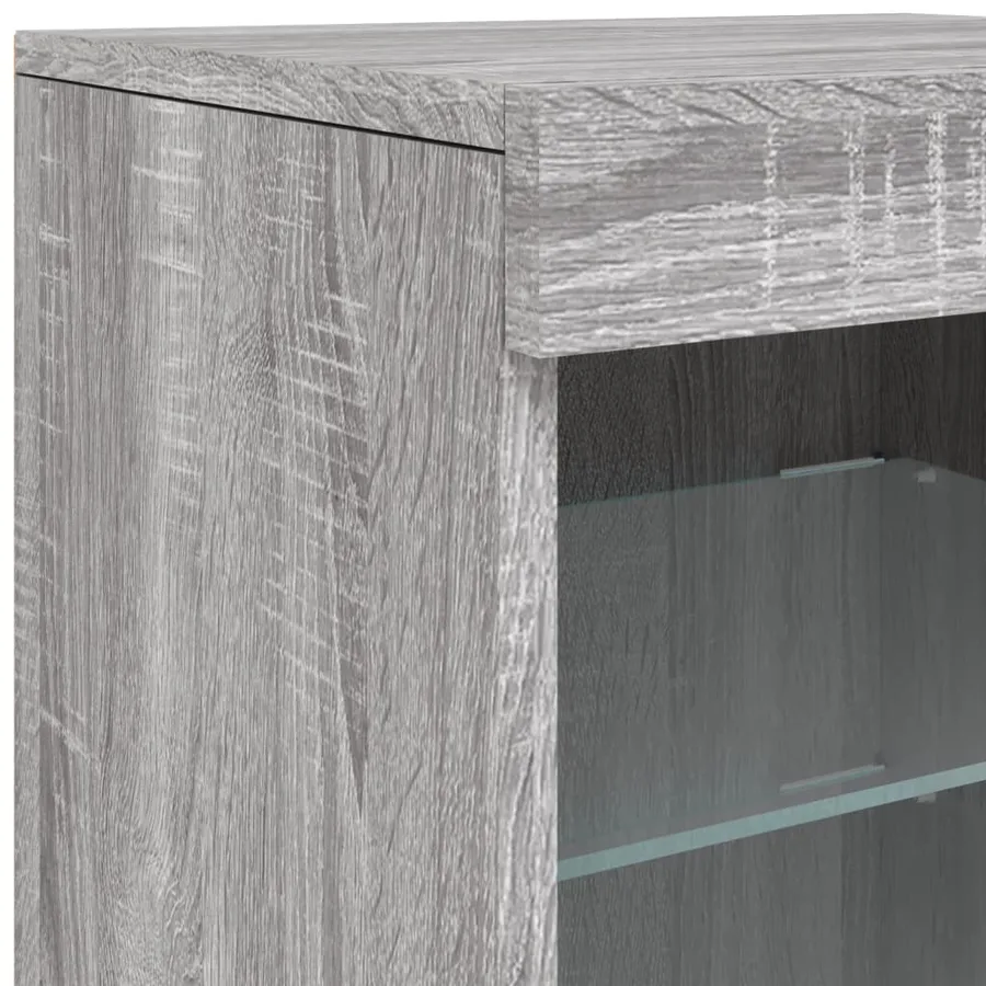 Buffet avec lumières LED sonoma gris 162x37x67 cm - 13