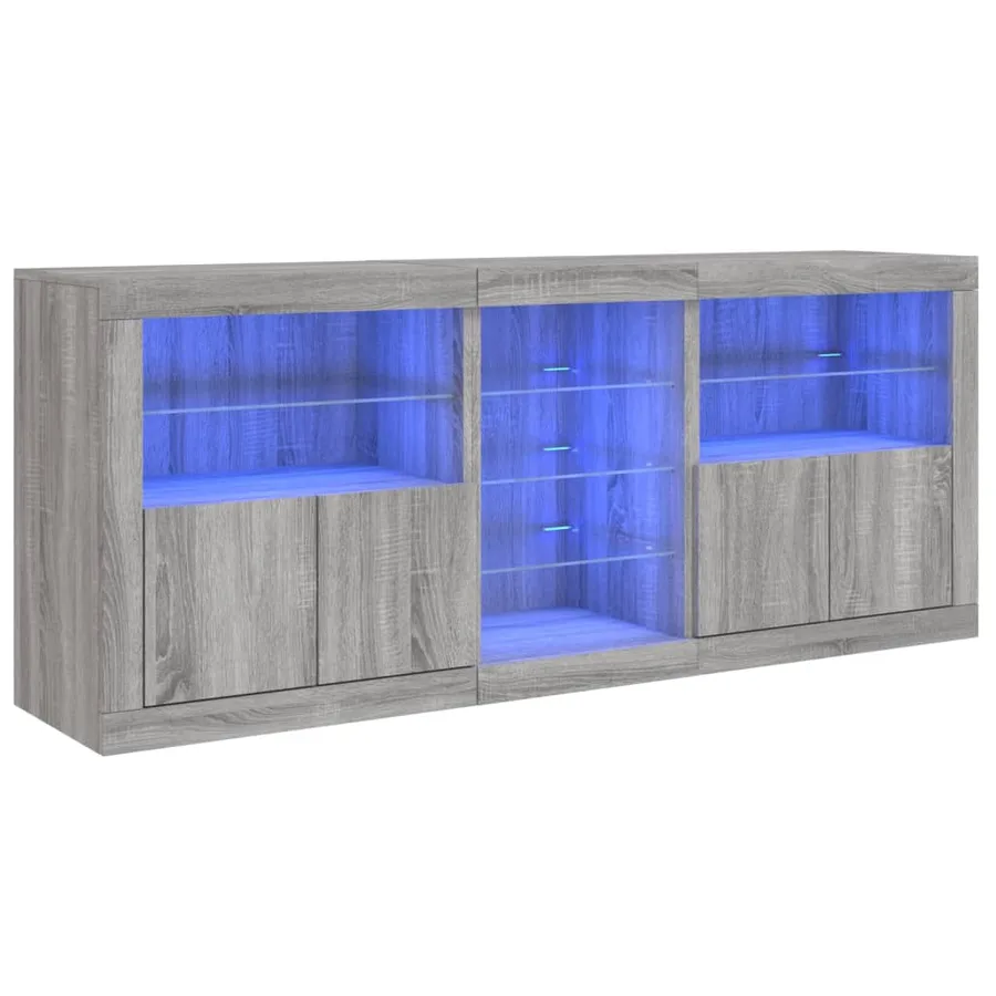 Buffet avec lumières LED sonoma gris 162x37x67 cm - 2