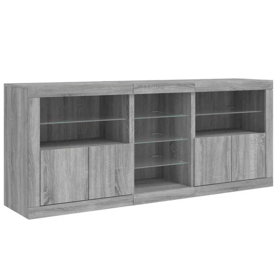 Buffet avec lumières LED sonoma gris 162x37x67 cm - 6