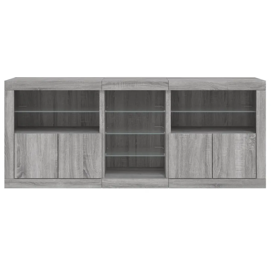 Buffet avec lumières LED sonoma gris 162x37x67 cm - 7