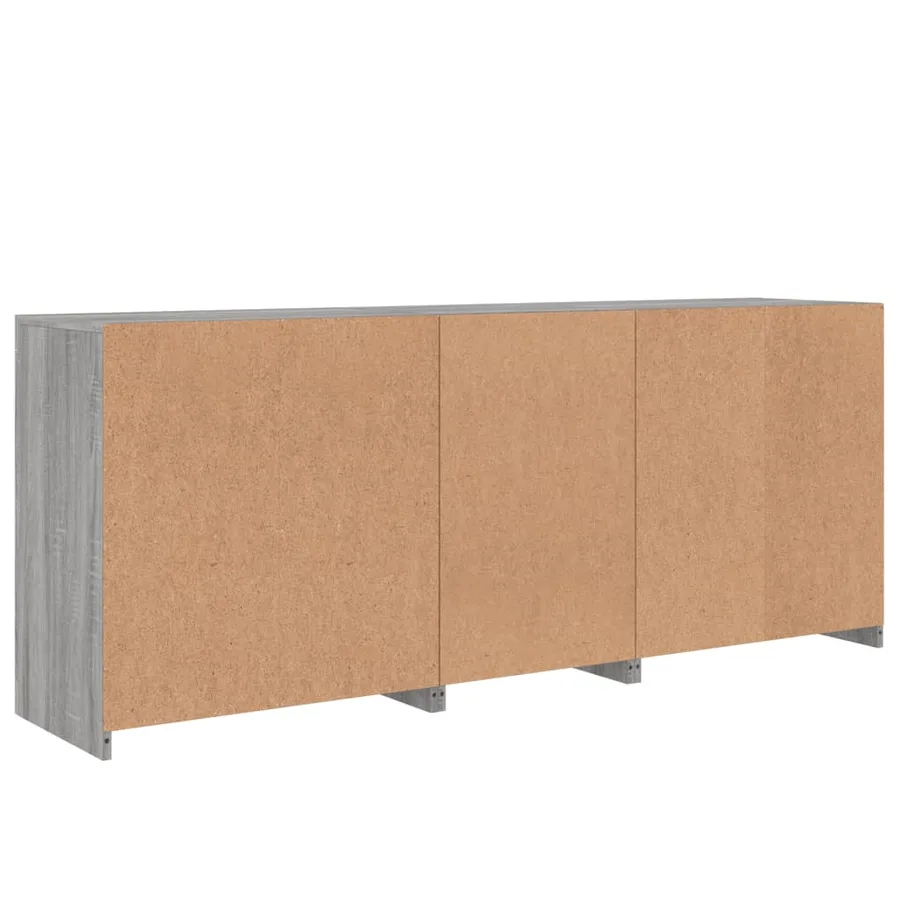 Buffet avec lumières LED sonoma gris 162x37x67 cm - 9