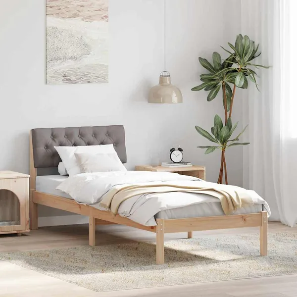 Cadre de lit Marron et taupe 75 x 190 cm Bois massif en pin