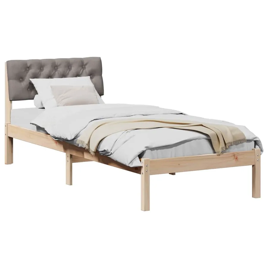Cadre de lit Marron et taupe 75 x 190 cm Bois massif en pin - 3