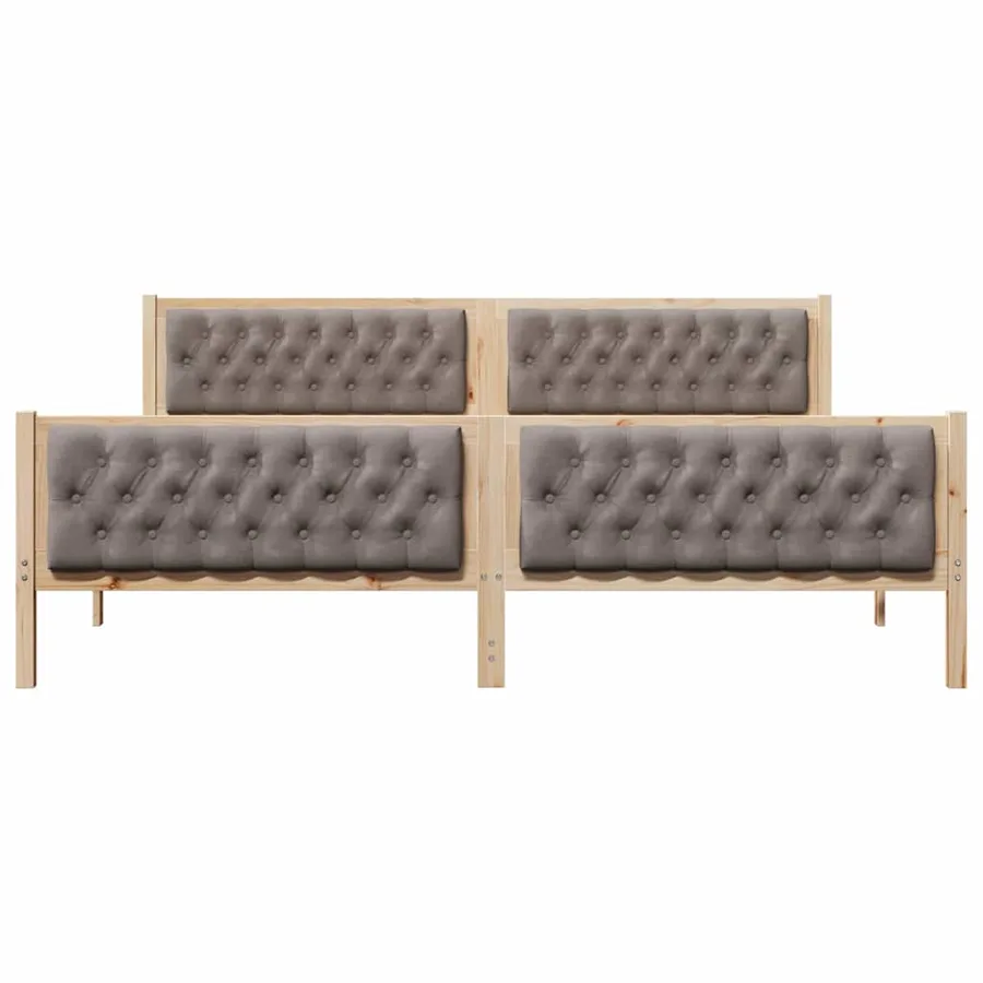 Cadre de lit avec tête de lit Taupe 200 x 200 cm Pin massif - 5