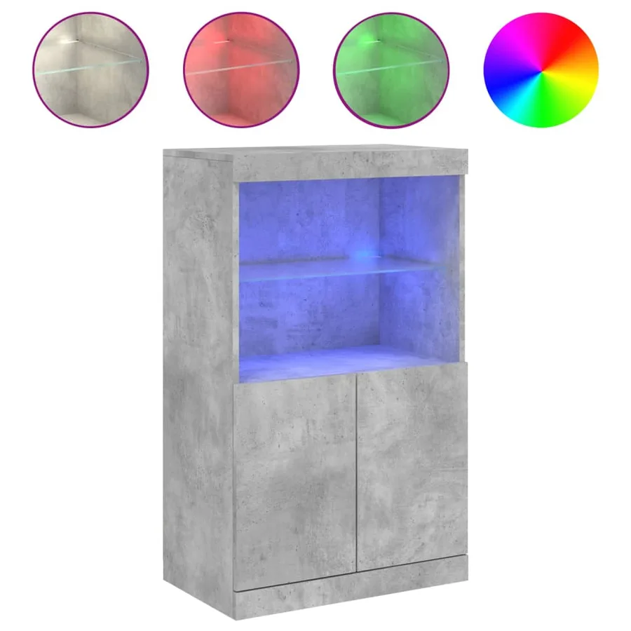 Buffet avec lumières LED gris béton 60,5x37x100 cm - 2