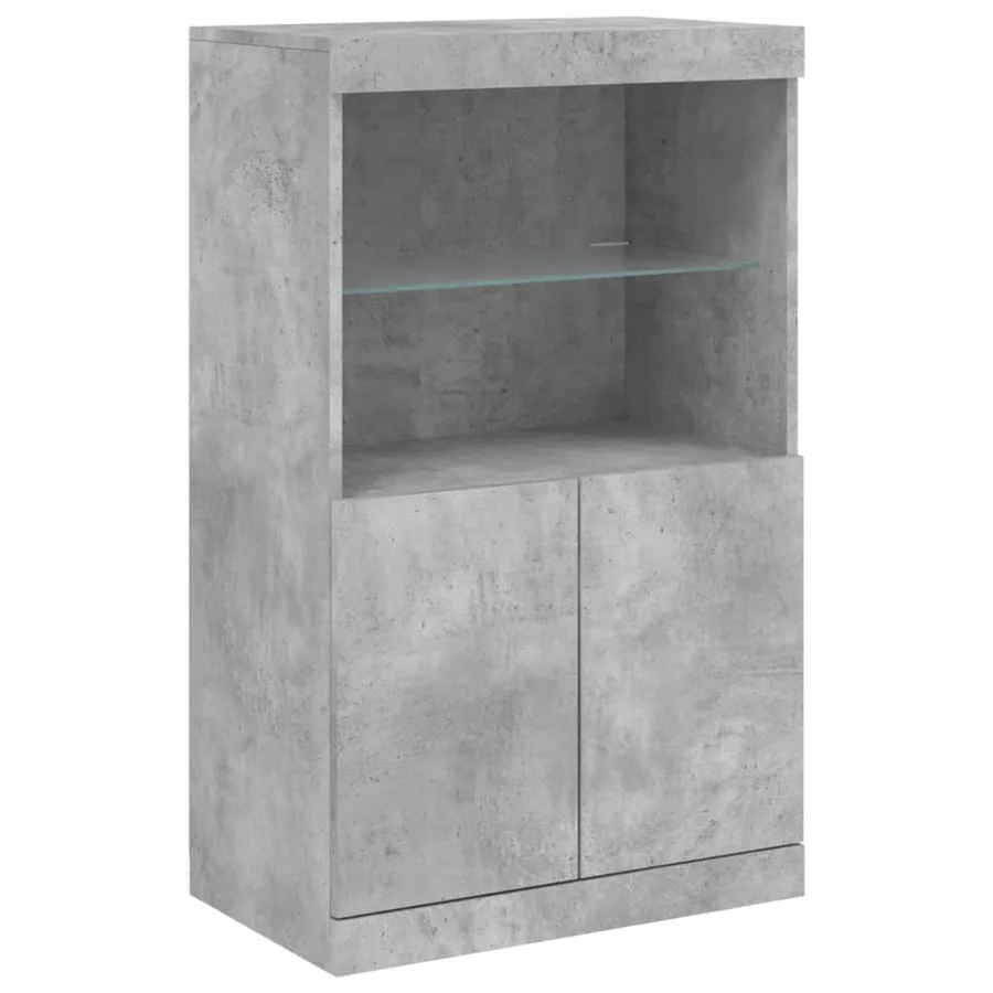 Buffet avec lumières LED gris béton 60,5x37x100 cm - 3