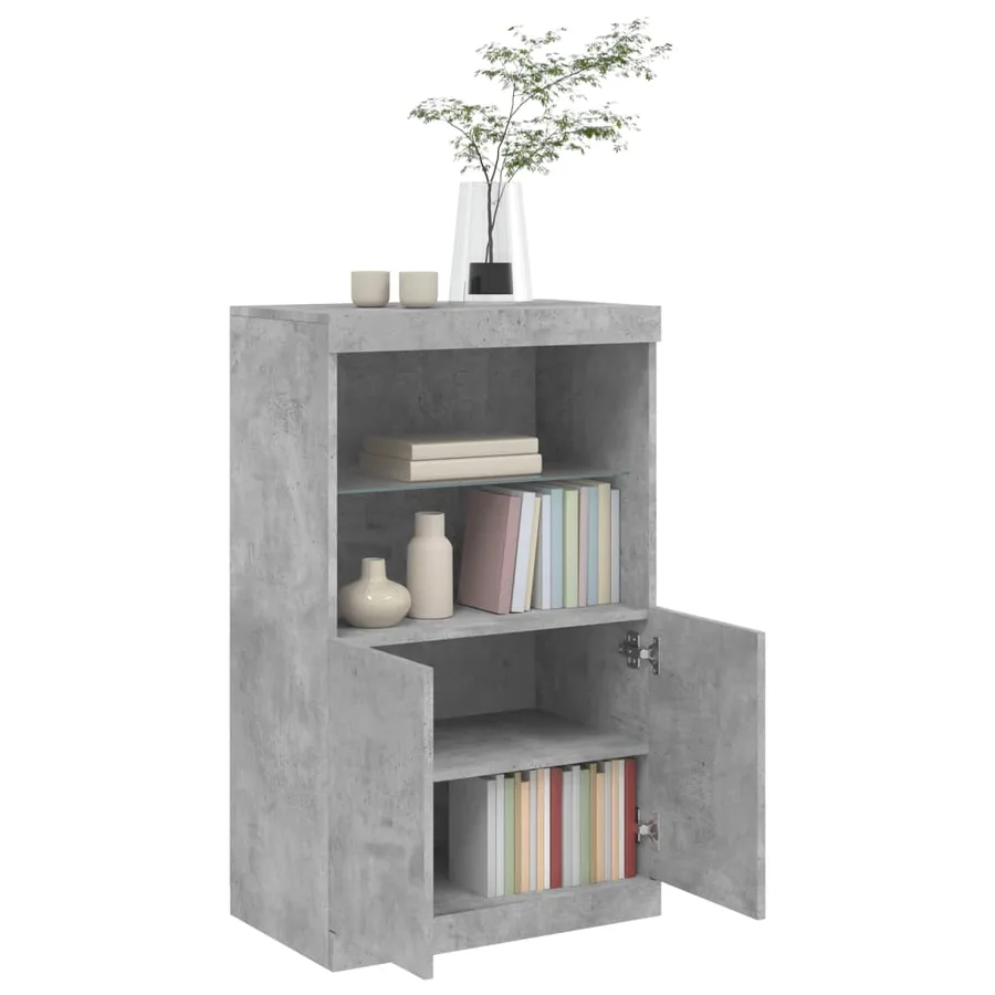 Buffet avec lumières LED gris béton 60,5x37x100 cm - 5