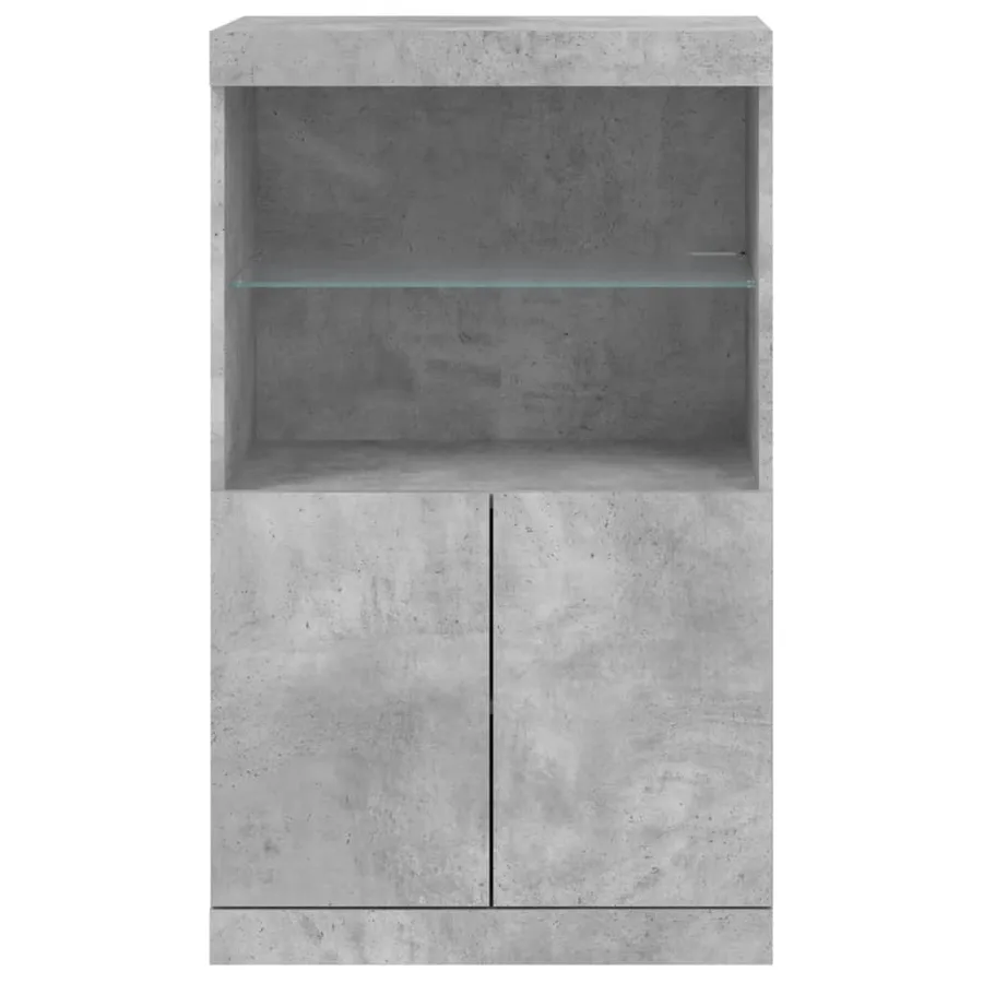 Buffet avec lumières LED gris béton 60,5x37x100 cm - 6
