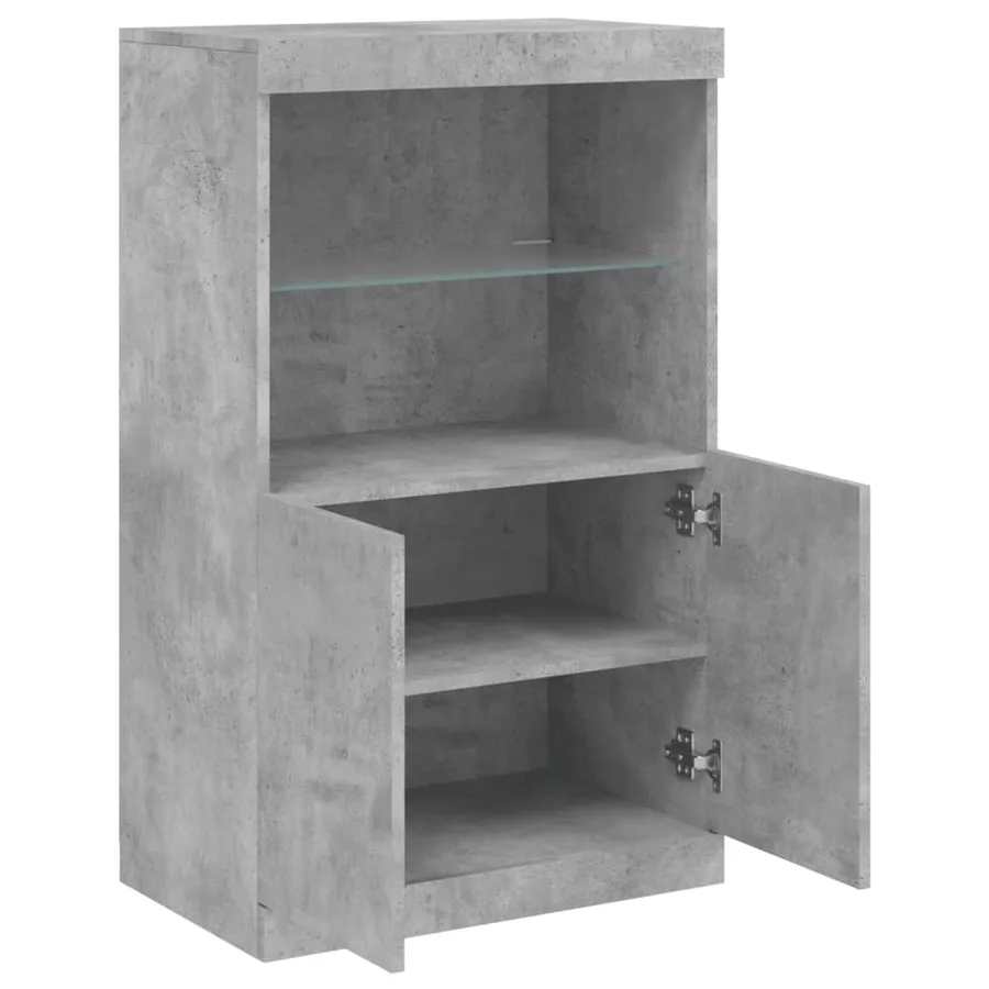 Buffet avec lumières LED gris béton 60,5x37x100 cm - 7