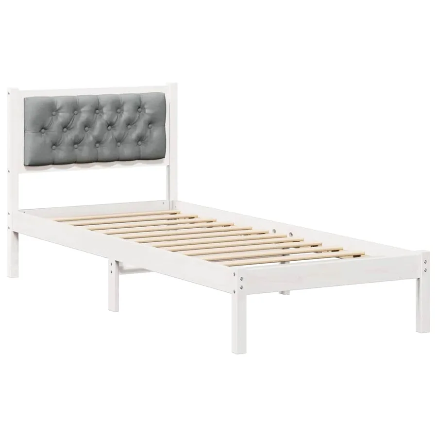 Cadre de lit avec tête de lit Gris clair 75 x 190 cm Pin massif - 2