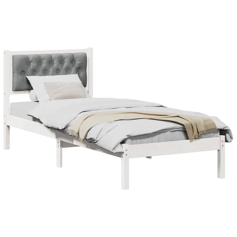 Cadre de lit avec tête de lit Gris clair 75 x 190 cm Pin massif - 3