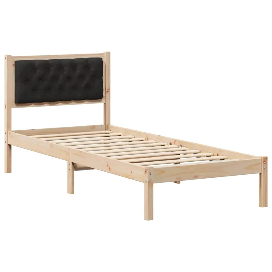 Cadre de lit avec tête de lit Noir 75 x 190 cm Pin massif - 2