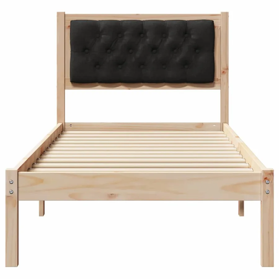 Cadre de lit avec tête de lit Noir 75 x 190 cm Pin massif - 5