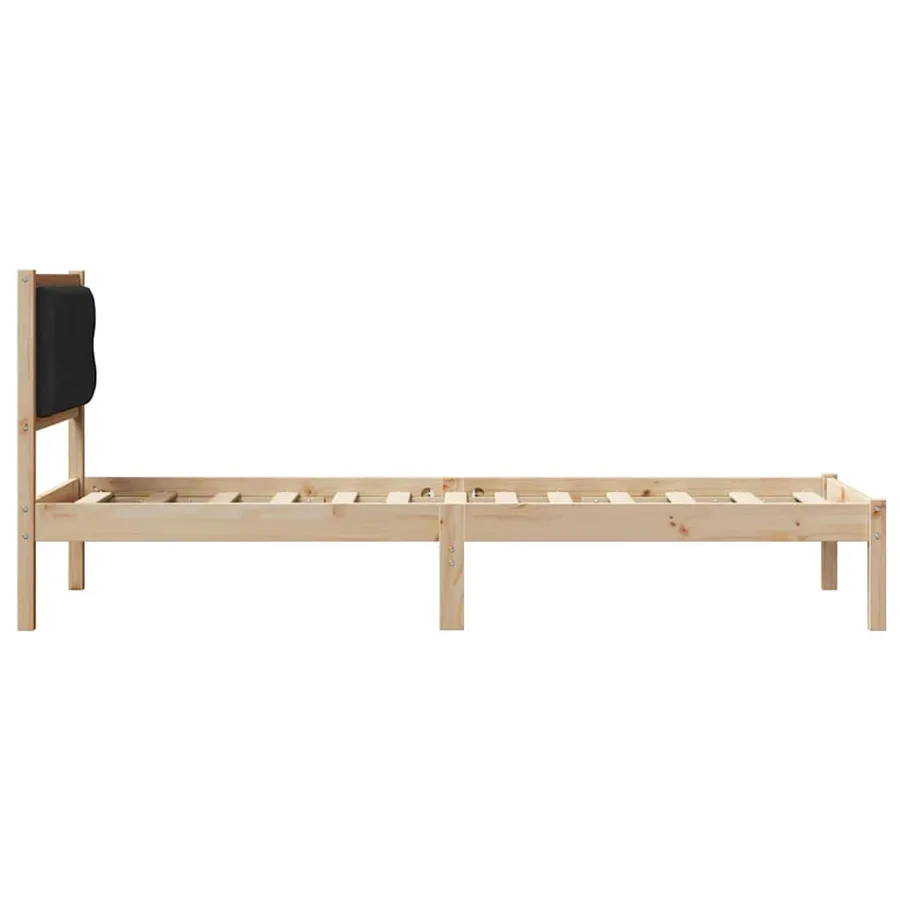 Cadre de lit avec tête de lit Noir 75 x 190 cm Pin massif - 6