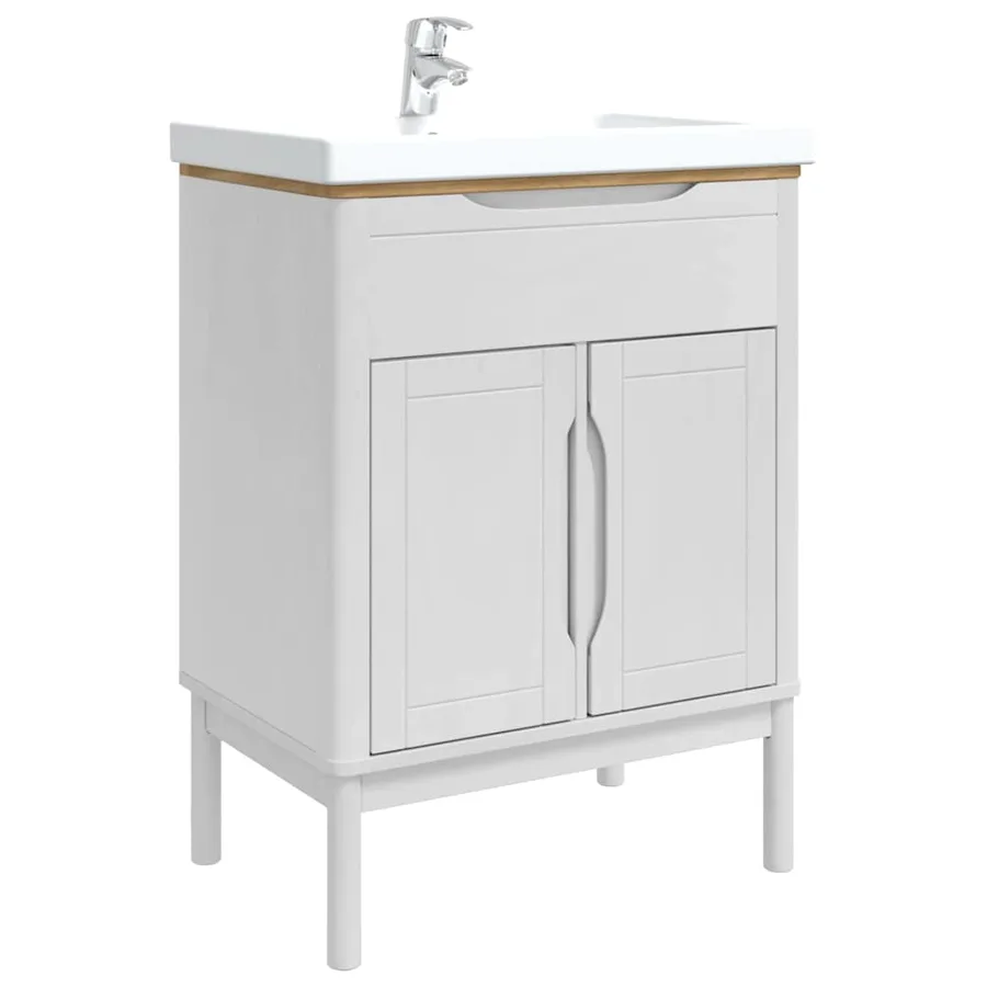 Meuble sous Lavabo de Salle de Bain FLORO Blanc 60 x 40 x 80 cm - 3