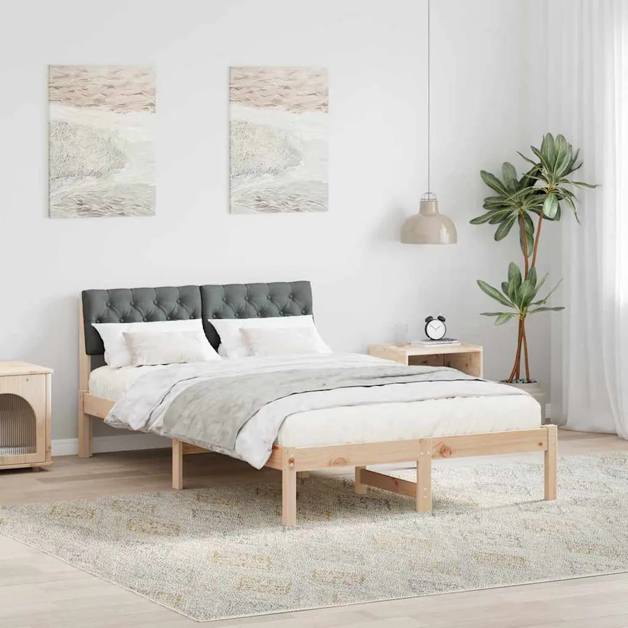 Cadre de lit avec tête de lit marron et gris foncé 120 x 190 cm