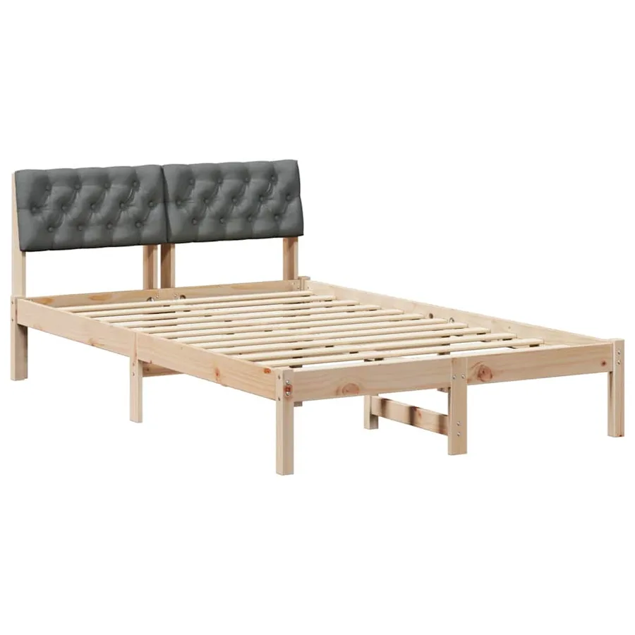 Cadre de lit avec tête de lit marron et gris foncé 120 x 190 cm - 2