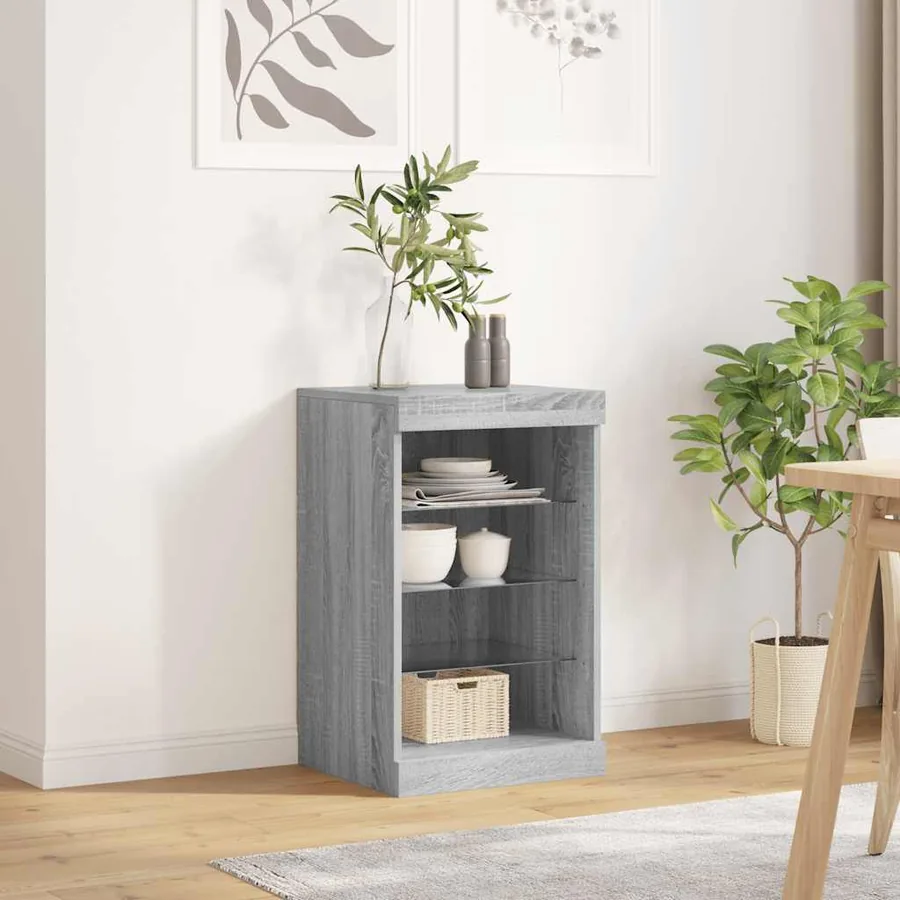 Buffet avec lumières LED sonoma gris 41x37x67 cm