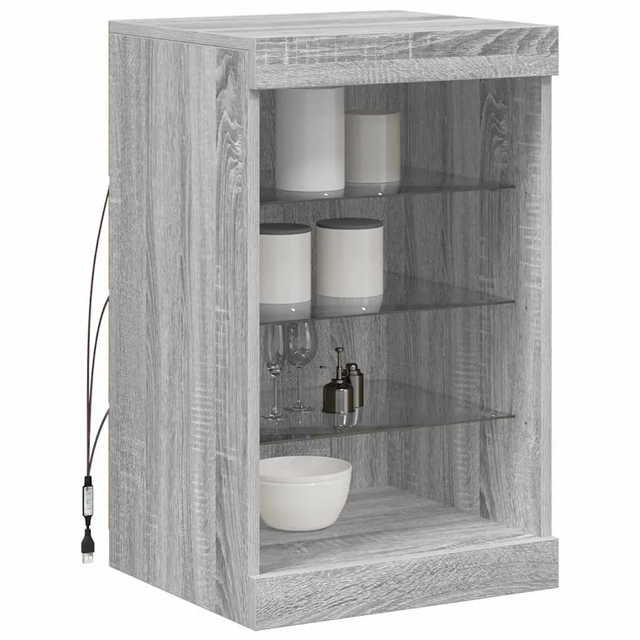 Buffet avec lumières LED sonoma gris 41x37x67 cm - 5