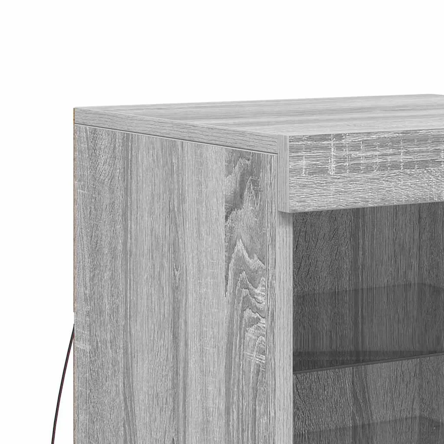 Buffet avec lumières LED sonoma gris 41x37x67 cm - 9