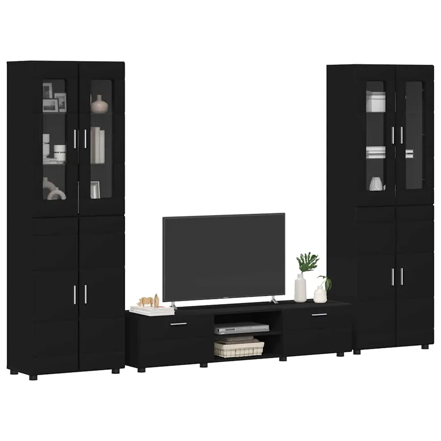 Ensemble meuble TV FLORIN 3 pcs Noir Bois d'ingénierie - 3
