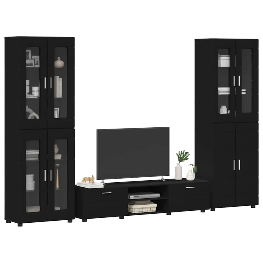 Ensemble meuble TV FLORIN 3 pcs Noir Bois d'ingénierie - 3