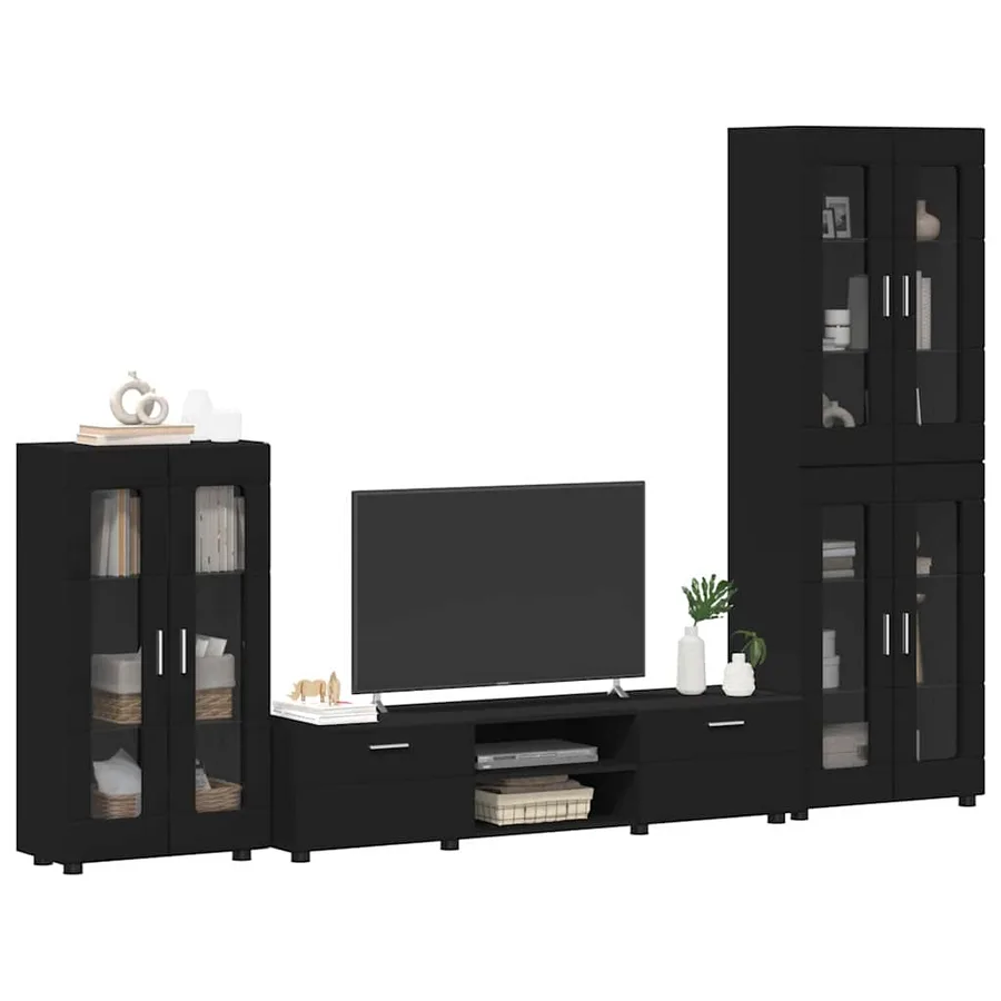 Ensemble meuble TV FLORIN 3 pcs Noir Bois d'ingénierie - 3