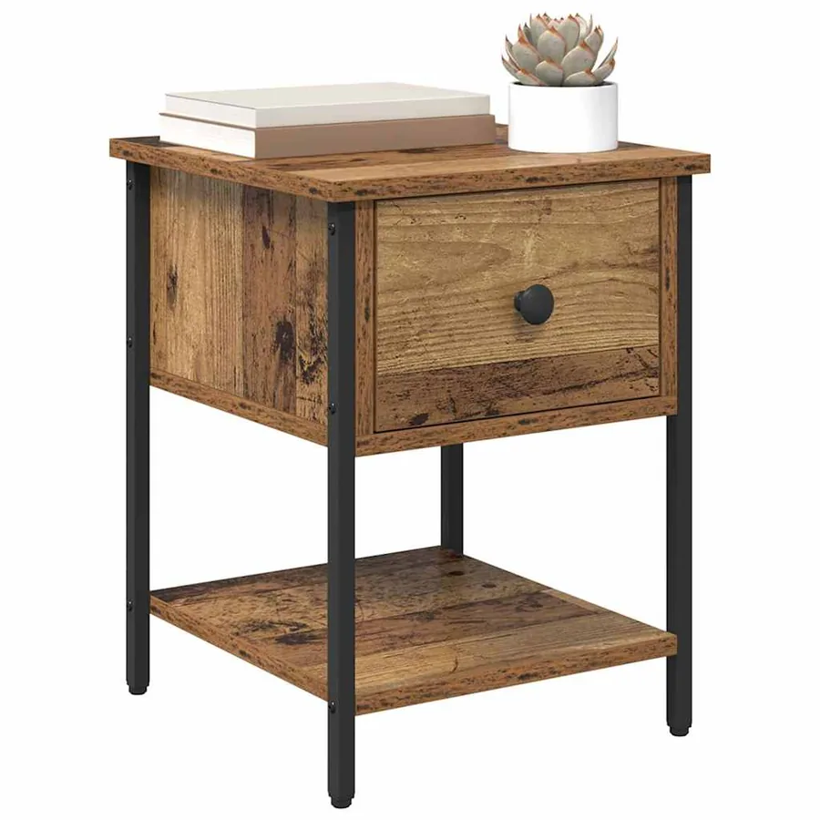 Table de chevet Bois ancien 34 x 35,5 x 45 cm Bois d'ingénierie - 3