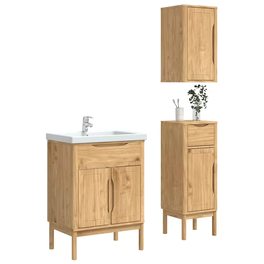 Ensemble de mobilier de salle de bain FLORO 3 pcs Cire marron - 3