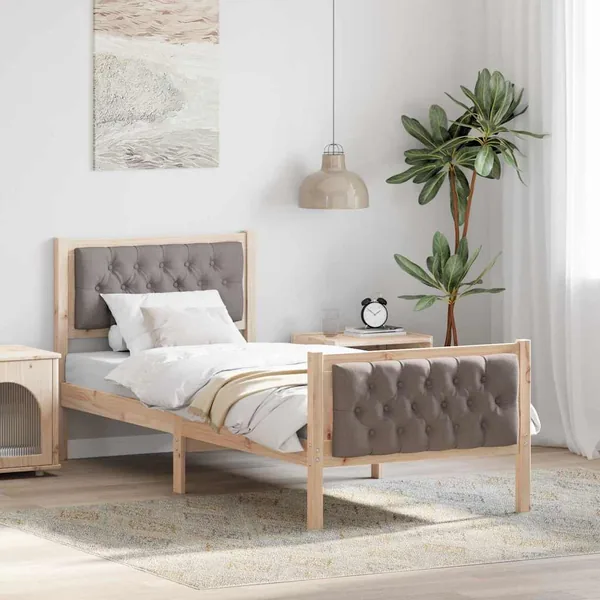 Cadre de lit avec tête de lit Taupe 80 x 200 cm Pin massif