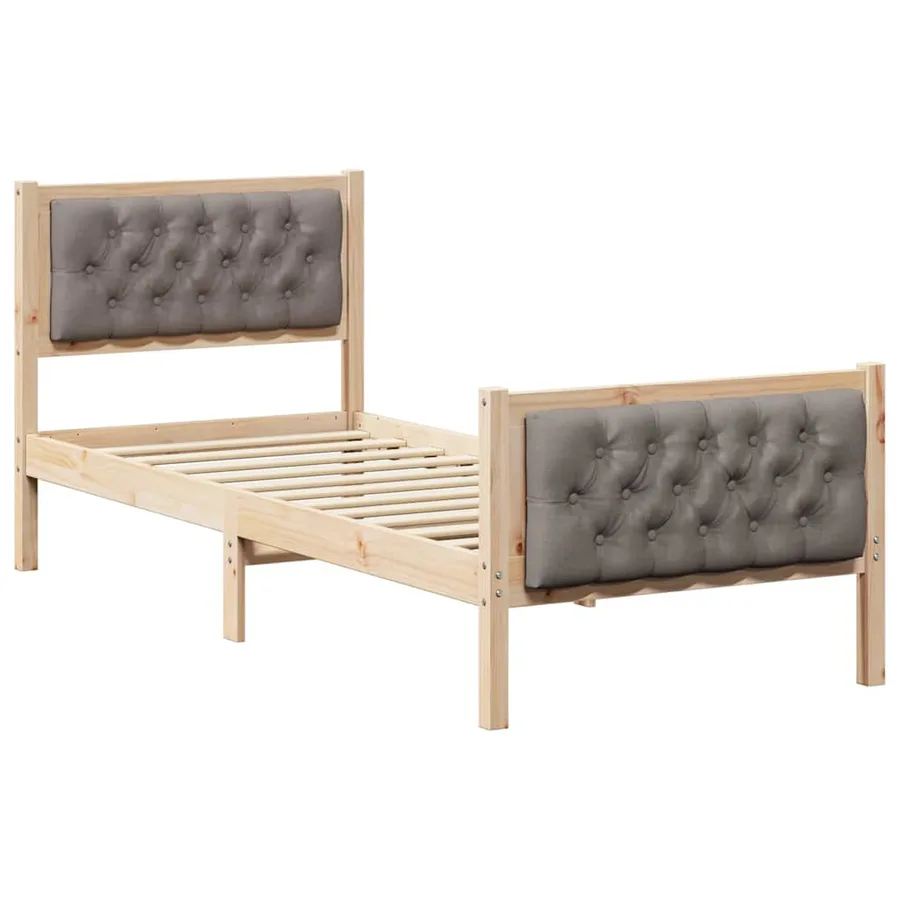 Cadre de lit avec tête de lit Taupe 80 x 200 cm Pin massif - 2