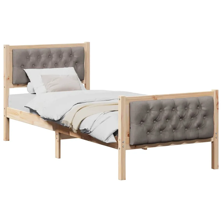 Cadre de lit avec tête de lit Taupe 80 x 200 cm Pin massif - 3