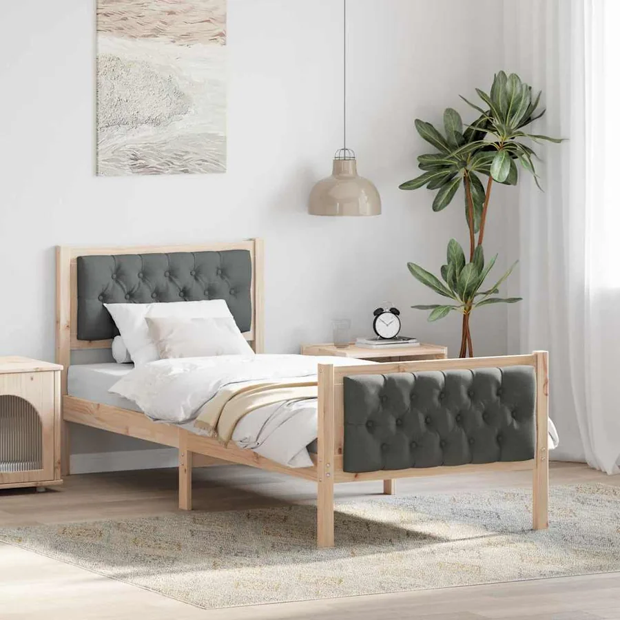 Cadre de lit avec tête de lit Gris foncé 80 x 200 cm Pin massif