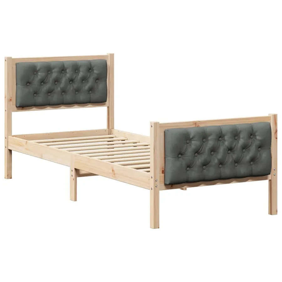 Cadre de lit avec tête de lit Gris foncé 80 x 200 cm Pin massif - 2
