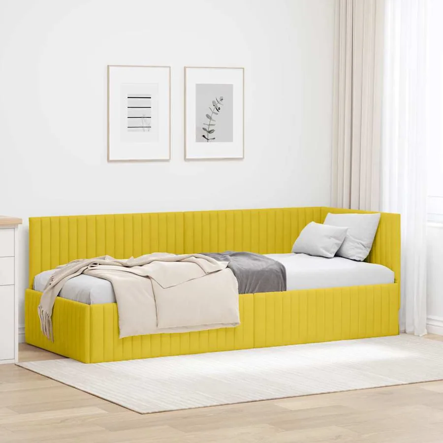 Cadre de lit d'angle Jaune 80 cm x 200 cm Velours