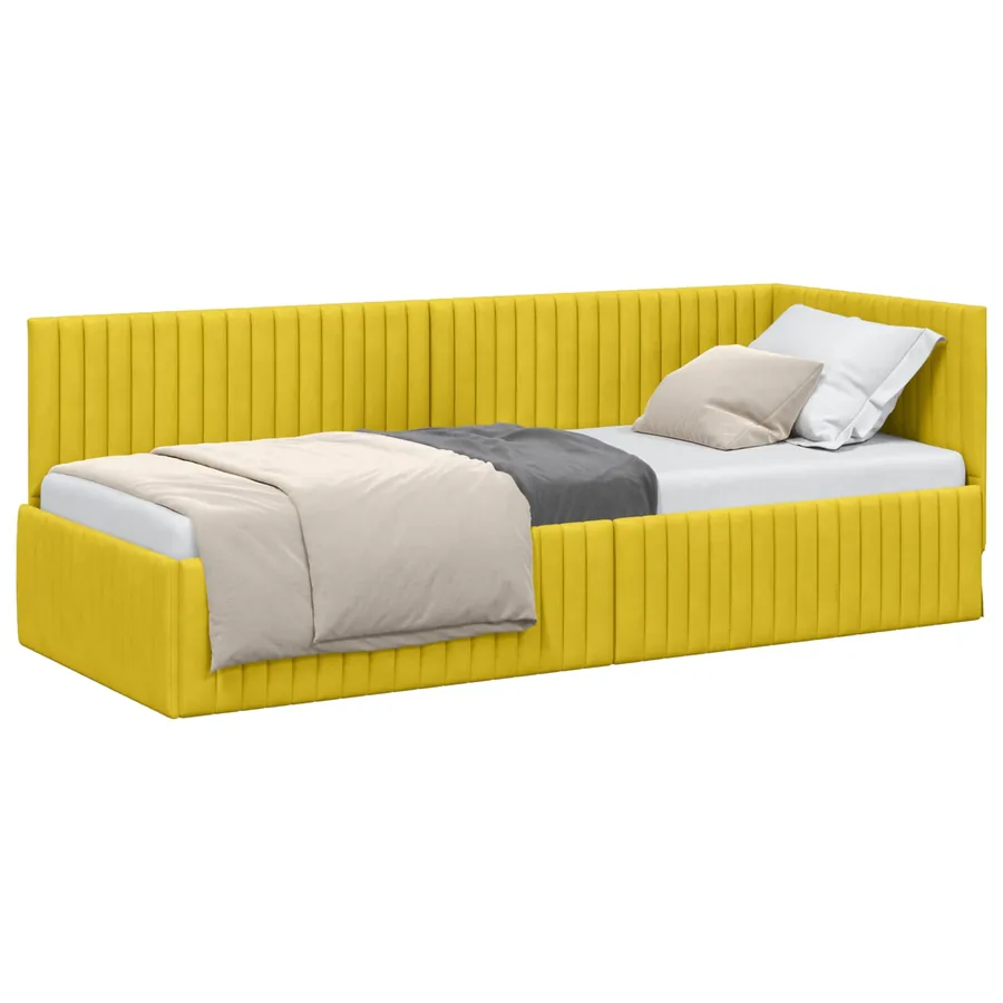 Cadre de lit d'angle Jaune 80 cm x 200 cm Velours - 2