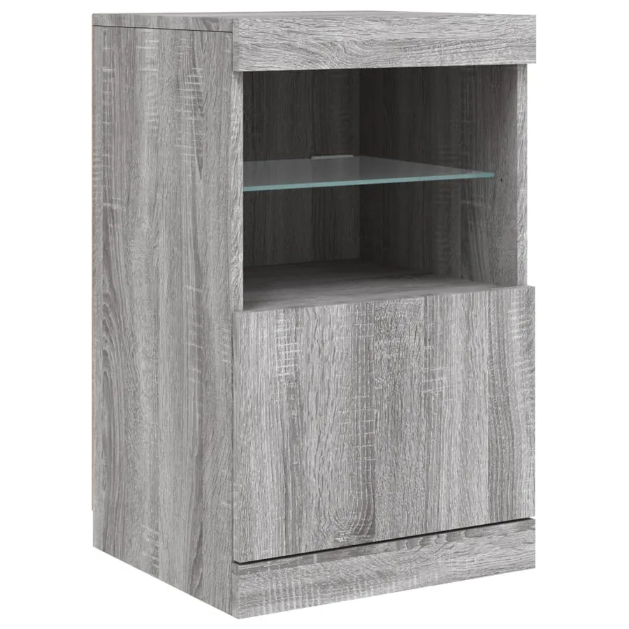 Buffet avec lumières LED sonoma gris 164x37x67 cm - 11