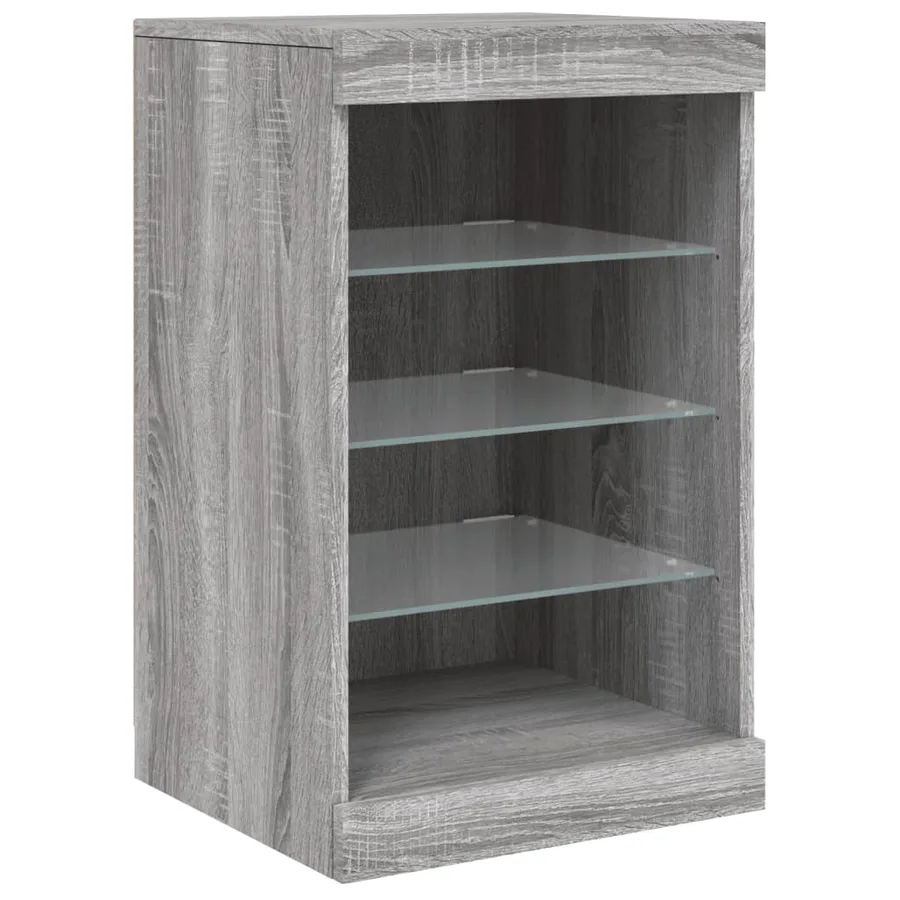 Buffet avec lumières LED sonoma gris 164x37x67 cm - 12