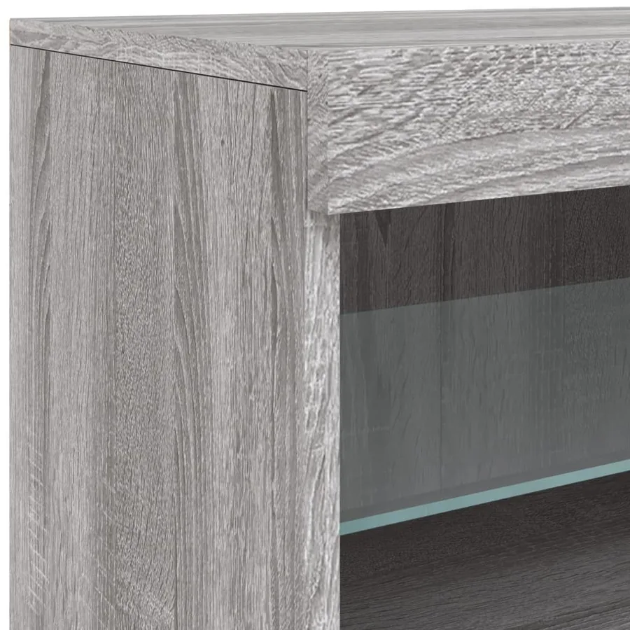 Buffet avec lumières LED sonoma gris 164x37x67 cm - 14