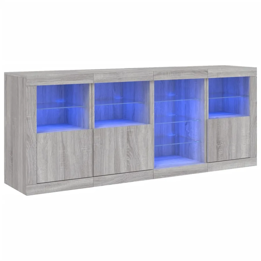 Buffet avec lumières LED sonoma gris 164x37x67 cm - 2