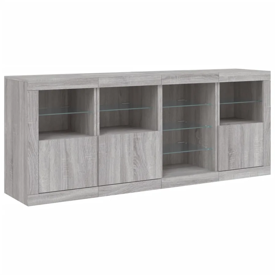 Buffet avec lumières LED sonoma gris 164x37x67 cm - 5