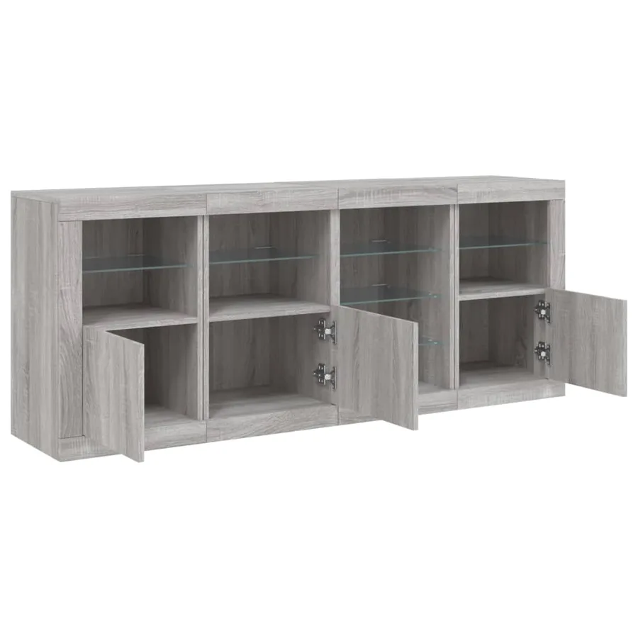 Buffet avec lumières LED sonoma gris 164x37x67 cm - 6