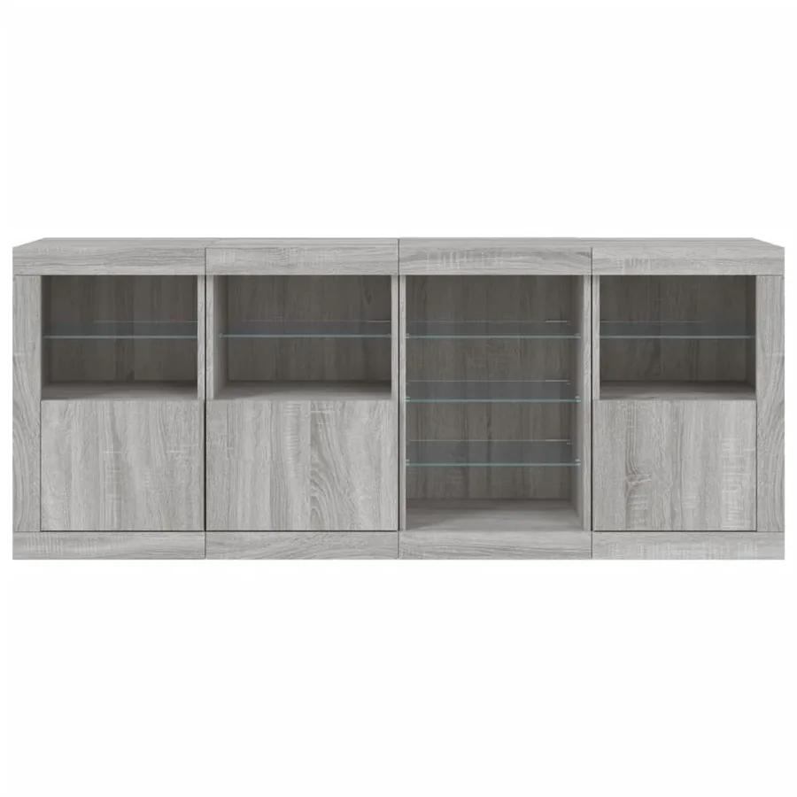 Buffet avec lumières LED sonoma gris 164x37x67 cm - 7