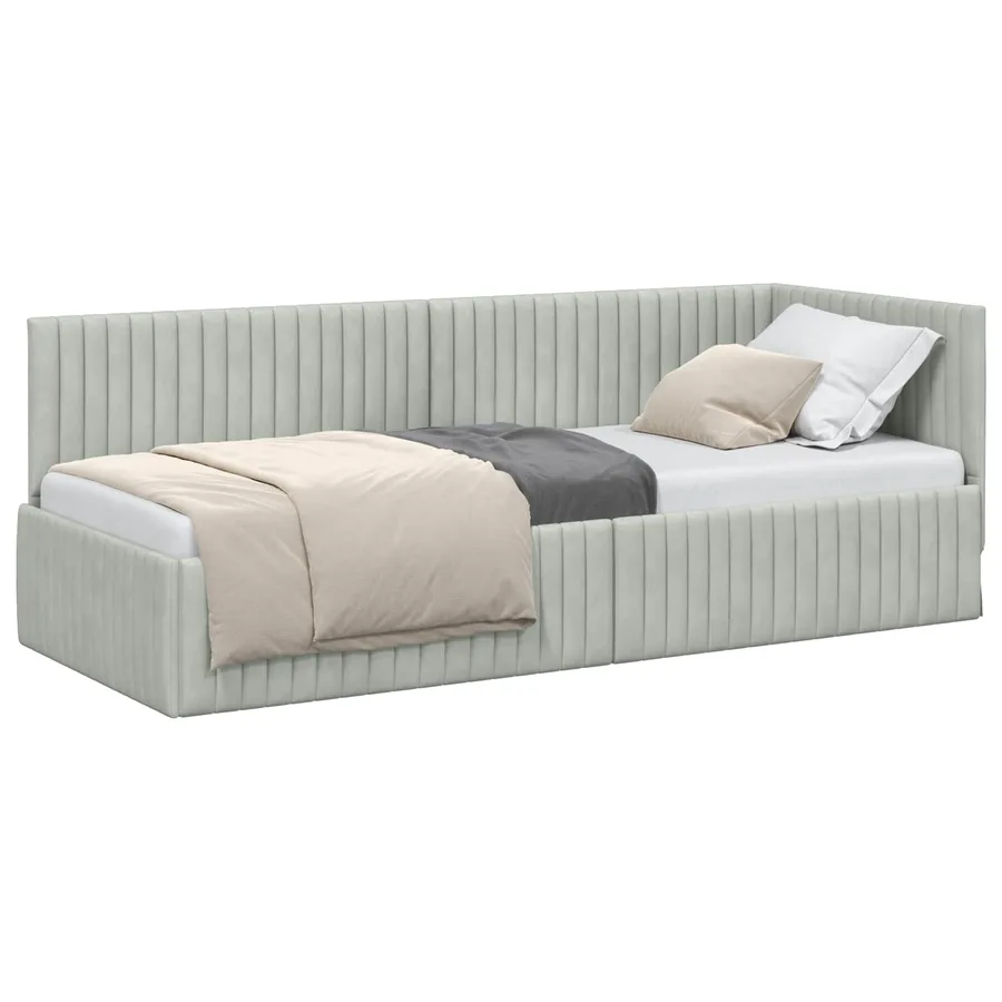 Cadre de lit d'angle Gris clair 80 cm x 200 cm Velours - 2