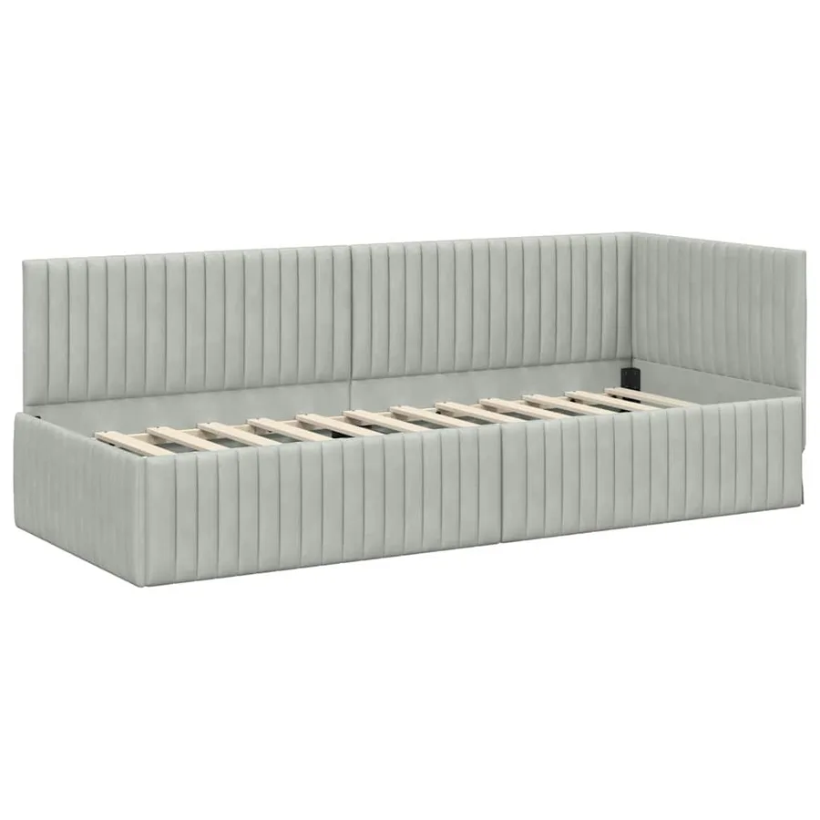 Cadre de lit d'angle Gris clair 80 cm x 200 cm Velours - 4